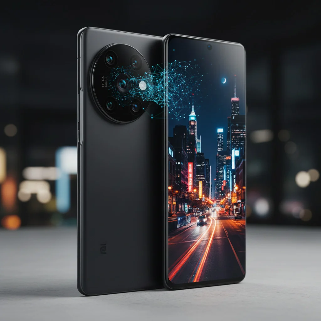 A detailed shot of the Xiaomi 15 Ultra's large, circular rear camera module, clearly showing multiple lenses, the 200MP periscope lens, and the prominent Leica branding.