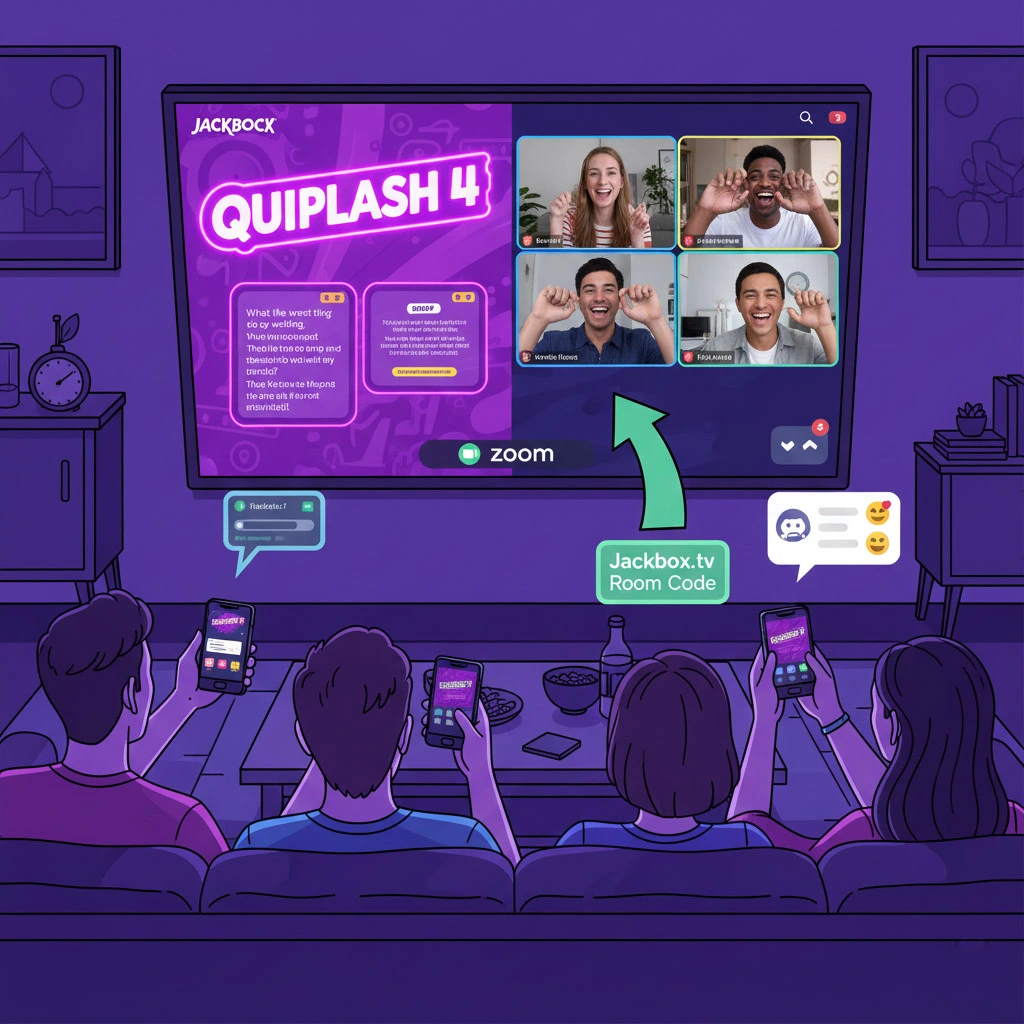 Jackbox Games app interface displayed on a Smart TV in 2025