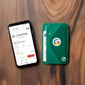 Close-up of Google Wallet app on a mobile device highlighting secure NFC payment features in Pakistan