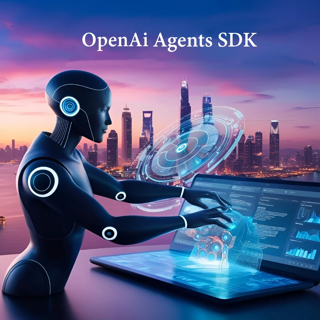 Python code example showing OpenAI Agents SDK and Google Trends API integration on a dark IDE screen