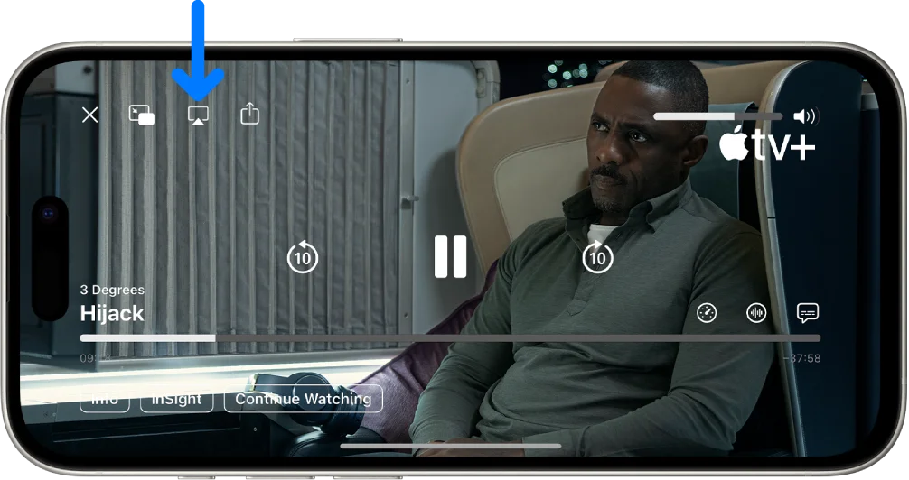 Apple TV home screen showcasing tvOS 17.5 interface with apps like Netflix, Disney+, and Apple Fitness+