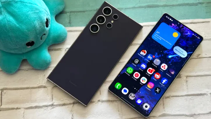 Samsung One UI 8 multitasking with split screen and taskbar on Galaxy Z Fold device