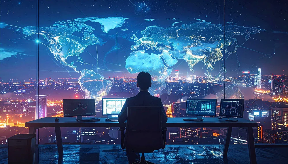 Global internet traffic map showing disruption affecting Amazon aws Web Services connectivity