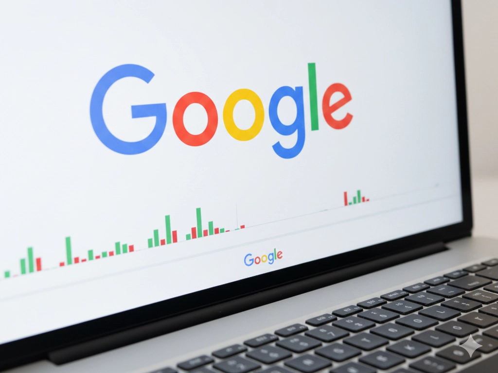 Google stock chart showing rising market trends and growth insights