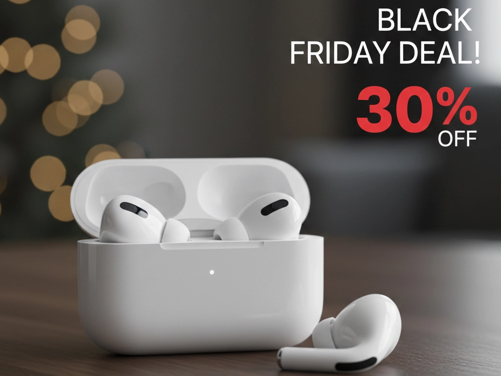 Close-up of Apple AirPods Pro (latest generation) and charging case.