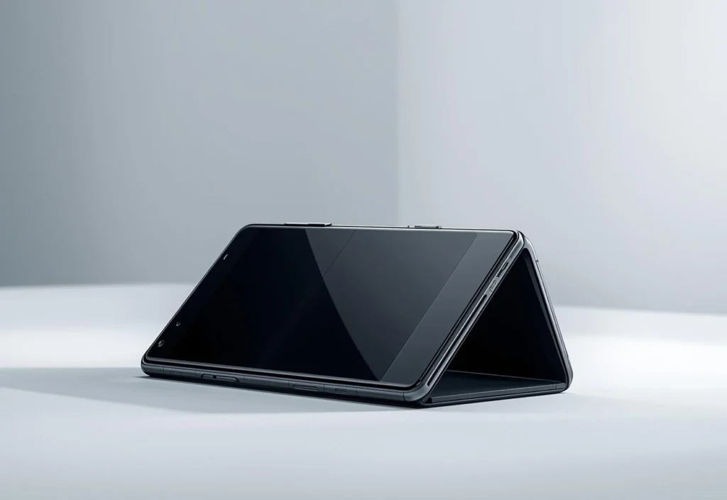 Illustration of an early Samsung tri-fold prototype based on display industry leaksCaption: