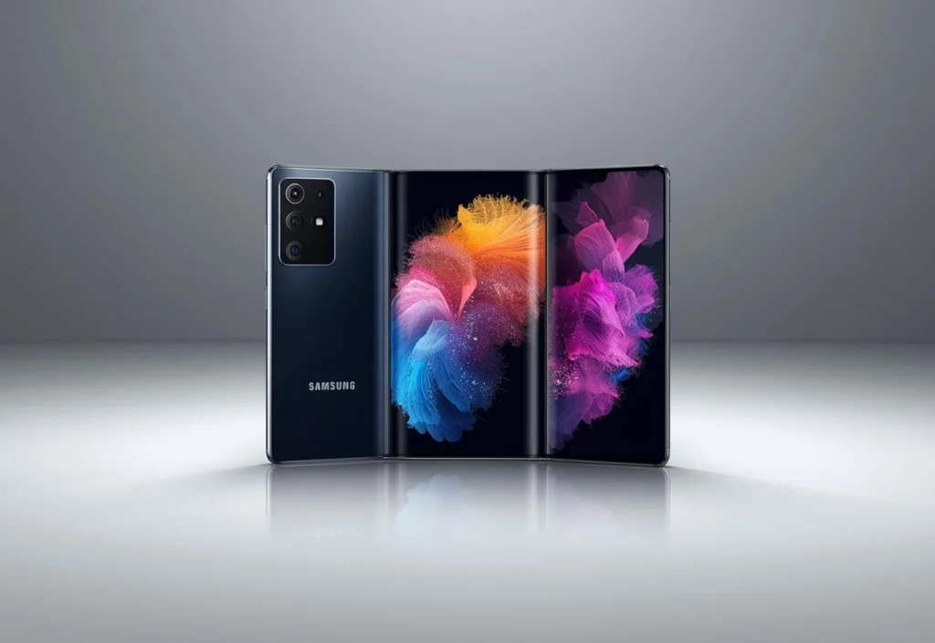 Unfolded Samsung Z Trifold displaying large tablet-sized AMOLED screen