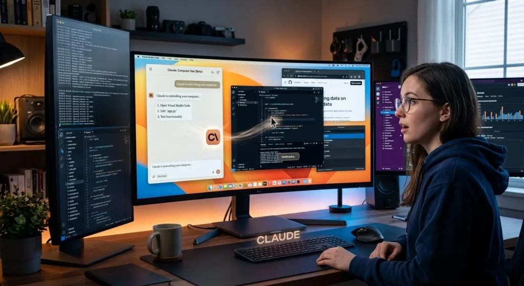 AI agent Claude automating tasks on desktop computer interface