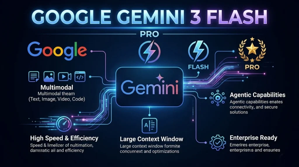 A data table comparing Gemini 3 Flash and 3.1 Pro on key 2026 metrics, including 78.0% vs 80.6% on SWE-bench Verified coding and a massive 77.1% score on ARC-AGI-2 reasoning for 3.1 Pro.
