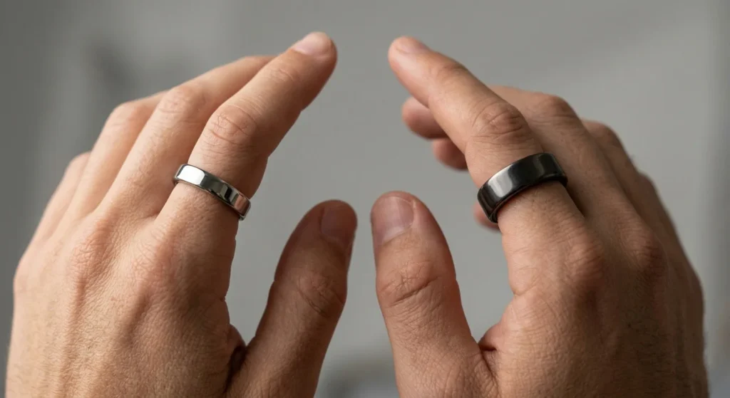 A smartphone screen displaying the Oura App interface, highlighting the new Health Radar feature with overnight Blood Pressure Signals and Sleep Scores.